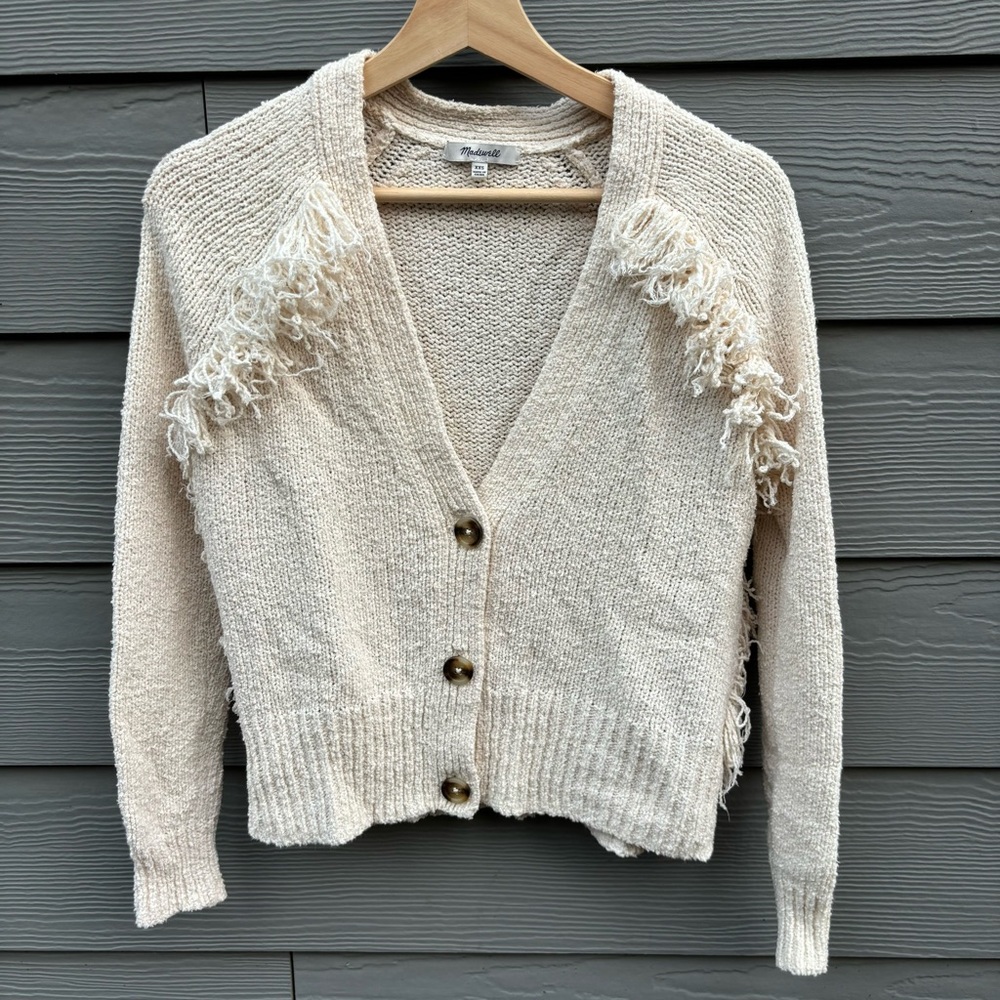 Madewell Cream Fringe Cardigan